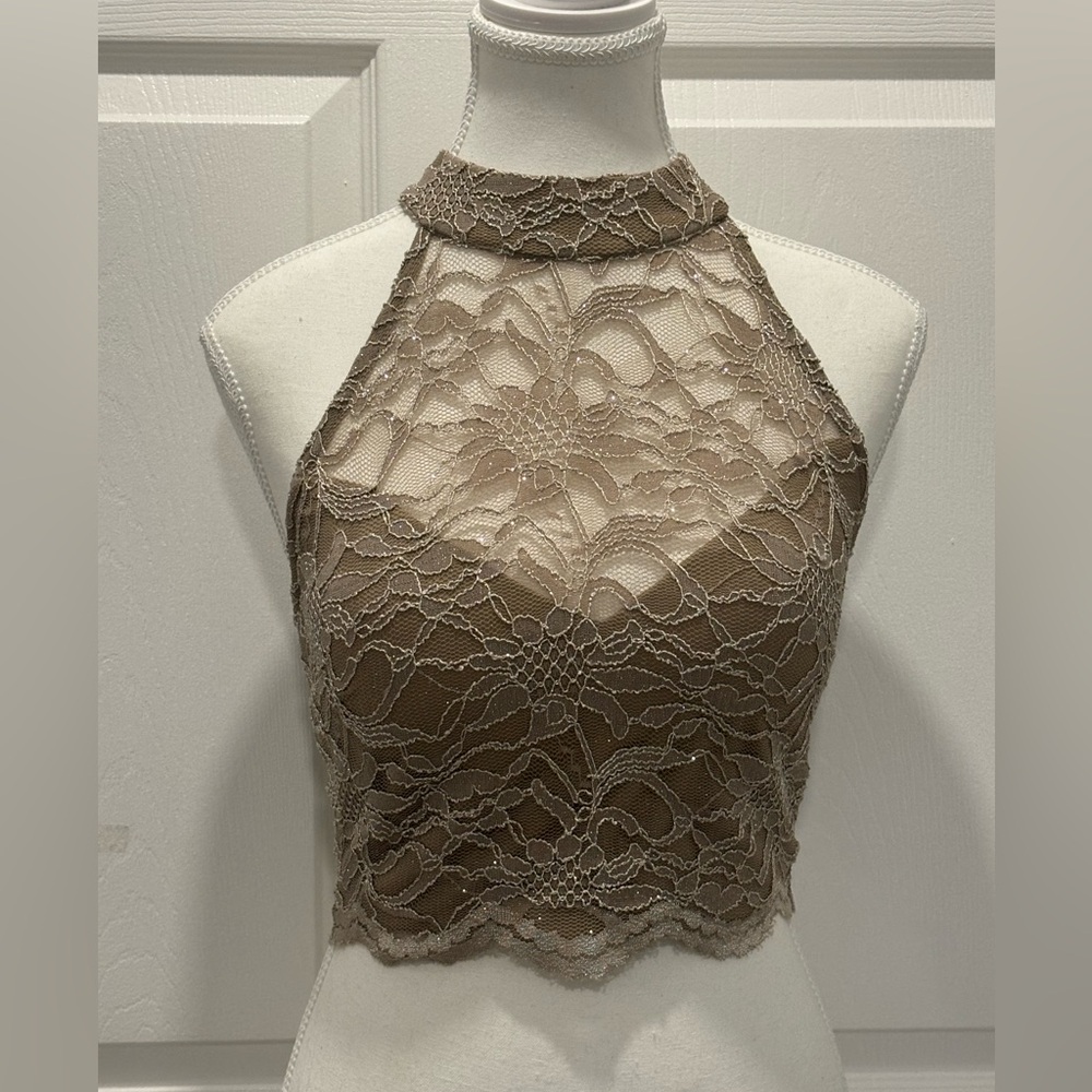 City Triangles Lace Overlay Glitter Top‎ Sz 9 Halloween Fall Xmas Ceremony Party